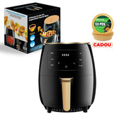 Friteuză fără Ulei AT PERFORMANCE® 2400W, 6L, Cuptor cu Aer Cald 360°, Funcție de Coacere – CADOU 100 Hârtii de Copt