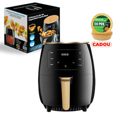 Friteuză fără Ulei AT PERFORMANCE® 2400W, 6L, Cuptor cu Aer Cald 360°, Funcție de Coacere – CADOU 100 Hârtii de Copt