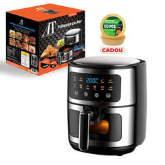 Friteuză cu Aer Cald AT PERFORMANCE® 8L, 10 Programe Smart, 2800W, Panou Tactil, Circulație 3D Aer Fierbinte, Teflon Non-Stick + 100 Bucăți Hârtie de Copt CADOU