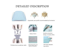 Marsupiu bebe, Ergonomic, AT PERFORMANCE®, Multifunctional, Purtare copil in fata sau in spate, Cu sezut, purtare pe sold sau pe umeri, 0-36 luni, Bumbac, 12 Pozitii, albastru deschis