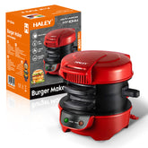 Aparat de facut Burgeri Haley, 600W – Mic Dejun Rapid, Plăci Antiaderente, Încălzire Uniformă, Deschidere 180°