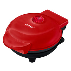 Aparat Mini Waffe HALEY®, 800W, Plăci Antiaderente, Indicator Luminos, Design Compact, Roșu