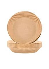 Set 100 bucati hartie de copt, Unica folosinta, Pentru air fryer, 16x16x4.5 cm, Maro, Rotunde