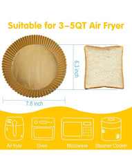 Set 100 bucati hartie de copt, Unica folosinta, Pentru air fryer, 16x16x4.5 cm, Maro, Rotunde