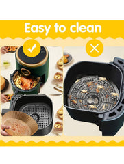 Set 100 bucati hartie de copt, Unica folosinta, Pentru air fryer, 16x16x4.5 cm, Maro, Rotunde