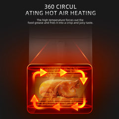 Friteuză cu Aer Cald HALEY 7L, 2000W cu Gătire 360°, Ecran Tactil, Geam de Vizualizare 180°, 8 Programe – Gătit Sănătos și Crocant fără Ulei