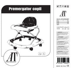 Premergator si Antemergator multifunctional, At Performance pliabil, inaltime ajustabila, suporta 50 Kg, cu roti de silicon, muzical, Albastru