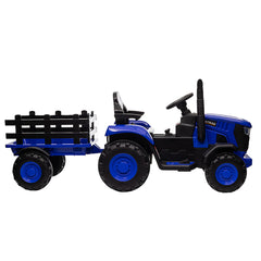 Tractor Electric cu Telecomandă pentru Copii KIDOO, cu Remorcă și Gard, Far, Sunet Motor, Claxon, MP3/USB – 3-6 Ani
