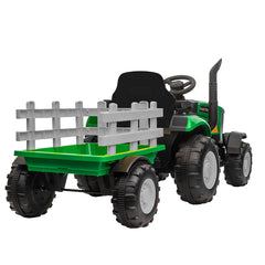 Tractor Electric cu Telecomandă pentru Copii KIDOO, cu Remorcă și Gard, Far, Sunet Motor, Claxon, MP3/USB – 3-6 Ani