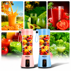 Blender Portabil Haley HY-2950, 480 ml, Baterie 2000 mAh, Reîncărcabil USB, Mini Smoothie Maker pentru Fructe și Legume