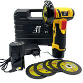 Mini Polizor Flex Unghiular Portabil, AT PERFORMANCE®, 2 acumulatori 12V, 750W, 1500 mAh, 19500 rpm, 6 discuri 76 mm, Autonomie Mare, Portocaliu/Negru.