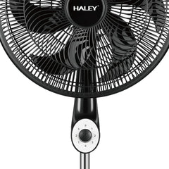 Ventilator cu Picior HALEY HY-6016, 18 Inch, 6 Pale, 3 în 1 (Podea/Masă), 3 Trepte de Viteză, Oscilație Orizontală, Înălțime Reglabilă, Motor Puternic și Silențios, Negru