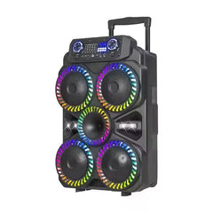 Boxă Portabilă Kolav 8" cu Bluetooth, TWS, USB, TF, FM, Woofer cu Lumină, Trolley, Microfon Wireless și Baterie 4000mAh – Ideală pentru Karaoke și Petreceri