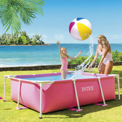 Piscină cu Cadru Metalic Intex, Dreptunghiulară, 220 x 150 x 60 cm, 1.662 L, Roz