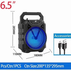 KOLAV - Boxă portabilă 6,5" cu Bluetooth, USB, FM, TWS, Woofer cu Lumină și Baterie Reîncărcabilă