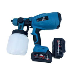 Pistol de Vopsit Electric AT PERFORMANCE® cu 2 Acumulatori 36V, 3 Moduri Pulverizare, 800ml, Debit 1L/min, Albastru/Negru