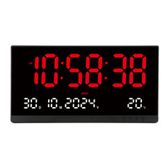 Ceas Digital de Masa AT PERFORMANCE®, cu Lumina Led Rosu, Alarma, 3 Niveluri de Luminozitate, Calendar, Temperatura, Functie Snooze, Mod de Noapte, 11x22cm.