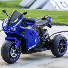 Motocicleta Electrica cu Acumulator pentru Copii AT PERFORMANCE®, cu Melodii si Lumini, 12V, 3 Roti, Mers cu Spatele