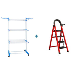 Pachet Promoțional AT PERFORMANCE® – Uscător Vertical 3 Nivele + Scară Pliabilă 3-6 Trepte | Soluția Ideală pentru Organizare și Activități Casnice