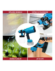 Pistol de Vopsit Electric AT PERFORMANCE® cu 2 Acumulatori 36V, 3 Moduri Pulverizare, 800ml, Debit 1L/min, Albastru/Negru
