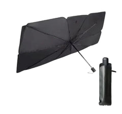 Parasolar Auto Pliabil, Pentru Masina, 140 X 75 Cm, In Forma De Umbrela, Negru-Argintiu, Rezistent UV
