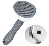 Perie animale pentru curatarea si ingrijirea parului, cu buton auto-curatare, pisici, caini, iepuri, gri