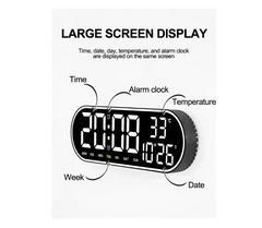 Ceas de perete digital LED, AT PERFORMANCE®, telecomanda, albastru