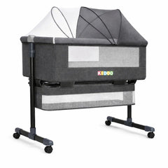 Pătuț Reglabil 6 în 1 AT PERFORMANCE® pentru Bebe – Leagăn, Pătuț de Călătorie, Coș Depozitare, Plasă Țânțari, Saltea Moale, Roți 360°, Gri