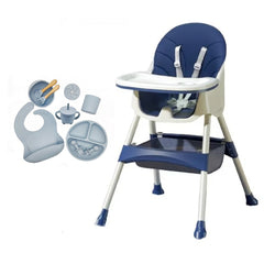 Pachet Promoțional Scaun Multifuncțional 4 în 1 KIDOO pentru Copii, Reglabil pe Înălțime și Înclinare, Design Modern și Portabil, Culoare Crem + Cadou Set 8 Piese Silicon pentru Hrănire Bebeluși