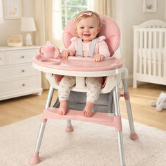 Scaun de masă pentru bebeluși KIDDO KD-44, Roz, cu centură de siguranță în 5 puncte