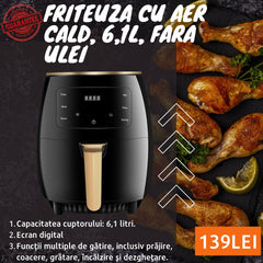 Friteuza cu Aer Cald, Fara Ulei, 6,1L, 2400W