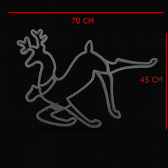 Decoratiune luminoasa Ren de Craciun AT PERFORMANCE®, 2 fete, cu Furtun LED, 57x50x4 cm, Alb cald.