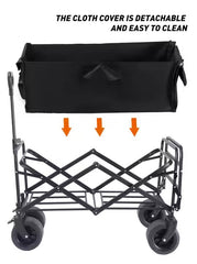 Cărucior Pliabil Transport Marfă AT Performance, Capacitate 100 kg, Manere Ajustabile, 67×46×36 cm, Negru – Ideal pentru Grădină, Camping, Plajă, Shopping