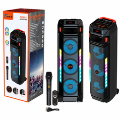 Boxă Portabilă Karaoke Sing-e ZQS8317, Bluetooth, 3 Difuzoare 8", 60W, Microfon Wi-Fi Inclus, Telecomandă, LED RGB, Acumulator 4500mAh