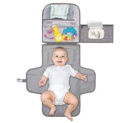 Saltea Pentru Infasat Portabila, Tip Geanta, At Performance, Impermeabila, Multifunctionala, Pliabila, Compartimentata, Sistem Prindere Carucior, 118 x 58 cm, gri