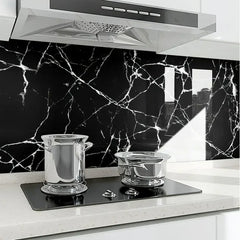 Set 50x Tapet Marmura, AT PERFORMANCE®, suprafata acoperire 9 mp, autoadeziv, waterproof, usor de montat, design modern, 30x60 cm, negru