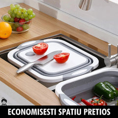 Tocator 3 in 1, tocator, cos depozitare, vas pentru spalare, pliabil, 40x30 cm