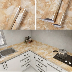 Rola tapet modern, imitatie de marmura At Performance rezistent, la apa, vinil, compact, autoadeziv, 60cmx 300 cm, portocaliu cristal