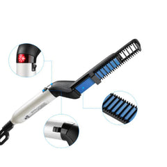 Perie electrica 2in1, AT PERFORMANCE, multifunctionala de indreptat parul si barba, incalzire rapida, 10W, usor de utilizat, maner simplu si ergonomic, alb/negru