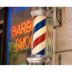 Reclama luminoasa frizerie, barber shop, Barber Pole, 99 x 25 x 20, Rosu/Alb/Albastru
