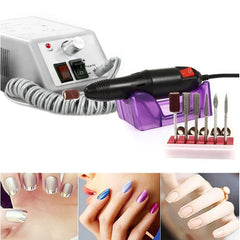 Freza unghii profesionala At performance, pila electrica unghii false 20.000 RPM, gri, 6 capete de freza, 6 inele abrazive