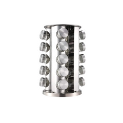 Set 20 recipiente, At Performance, pentru condimente, cu suport inox rotativ, argintiu