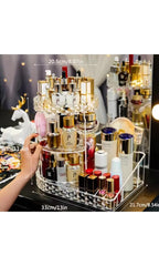 Organizator de machiaj, AT PERFORMANCE®, Cutie de depozitare transparenta pentru cosmetice, Organizator Stand de afisare, din plastic, rotativ la 360 de grade