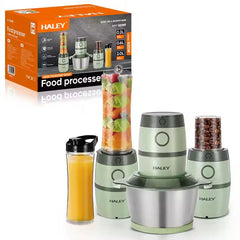 Robot 3 în 1 HALEY, 2L, 500W, de Carne și Legume Mini, din Oțel Inoxidabil, Verde