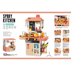Bucătărie de jucărie copii Spray Kitchen 52 piese cu abur, lumini și sunete