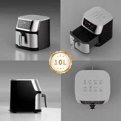 Friteuză cu Aer Cald 10L AT PERFORMANCE® – 2400W, Display Digital Touch, 8 Programe, cu Geam, Neagră + CADOU 50 Hârtii de Copt