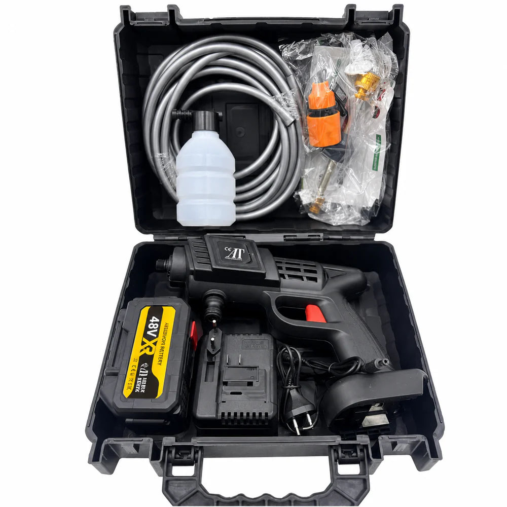 Pistol de spălat cu presiune AT PERFORMANCE® 36V, cu 2X acumulator, 25 bari, 240 l/h, mobil, multifuncțional, cu accesorii