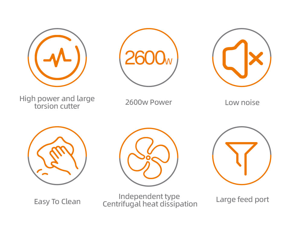 Mașină de Tocat Carne HALEY 2600W, Cutter cu Torsiune Mare, Oțel Inoxidabil, Port Mare de Alimentare, Ușor de Curățat