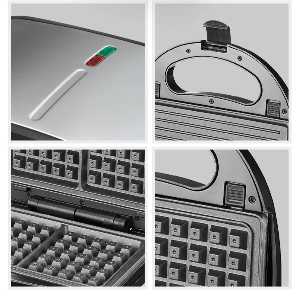 Sandwich Maker 3 în 1 HALEY® HY-1031, Plăci Antiaderente, Grill și Waffle, Design Compact, Negru