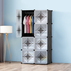 Dulap modular pentru copii, Negru, AT PERFORMANCE®, 8 rafturi